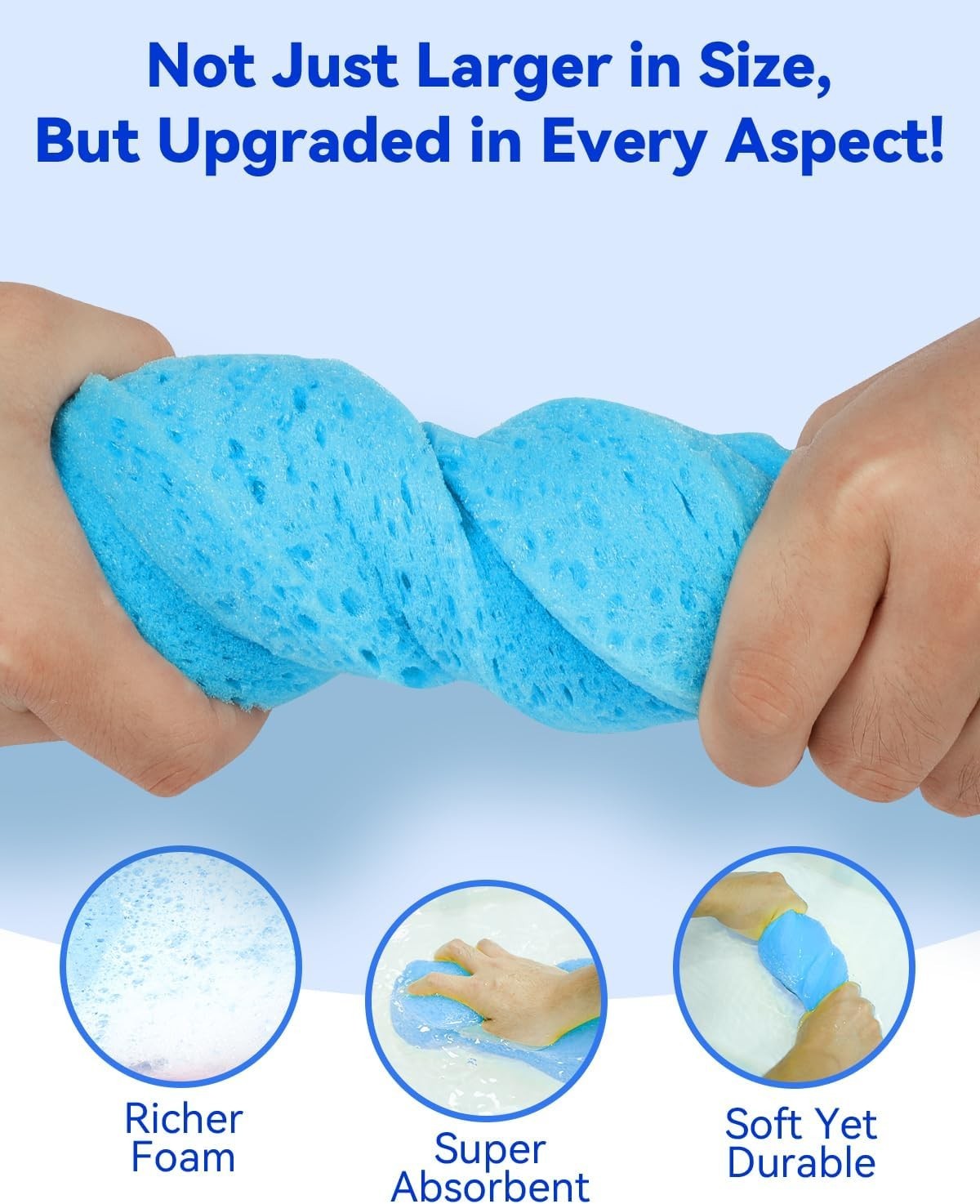 5-Pack Car Wash Sponges, 9.1″ X 4.3″ X 2.4″ Large Sponges, Extra Thick Foam Kit