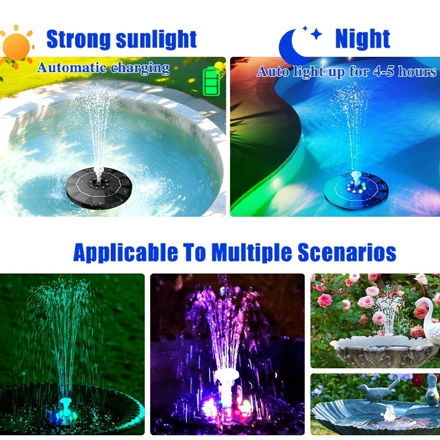 3W Led Solar Fountain With 1500mAh,Solar Fountain Pump with Various Spray Effect