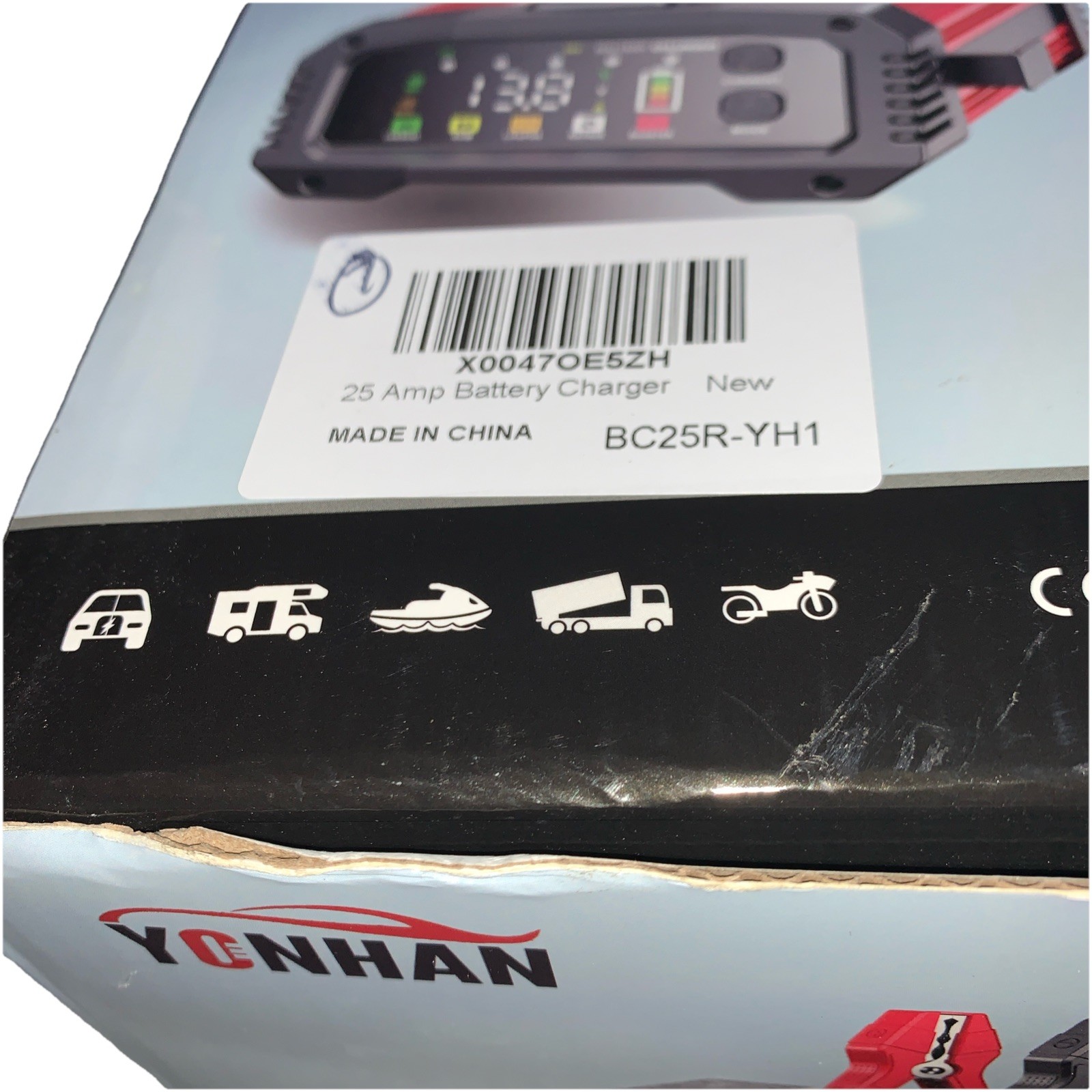 Fully Automatic Battery Charger, 25A 2/8/20/25 Amp 12V/24V LiFePO4 Lead Acid