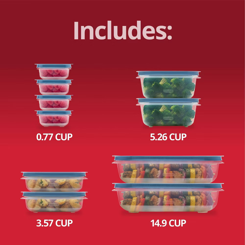 Rubbermaid Easy Store 20pc Large Rectangle Food Storage Container Set
