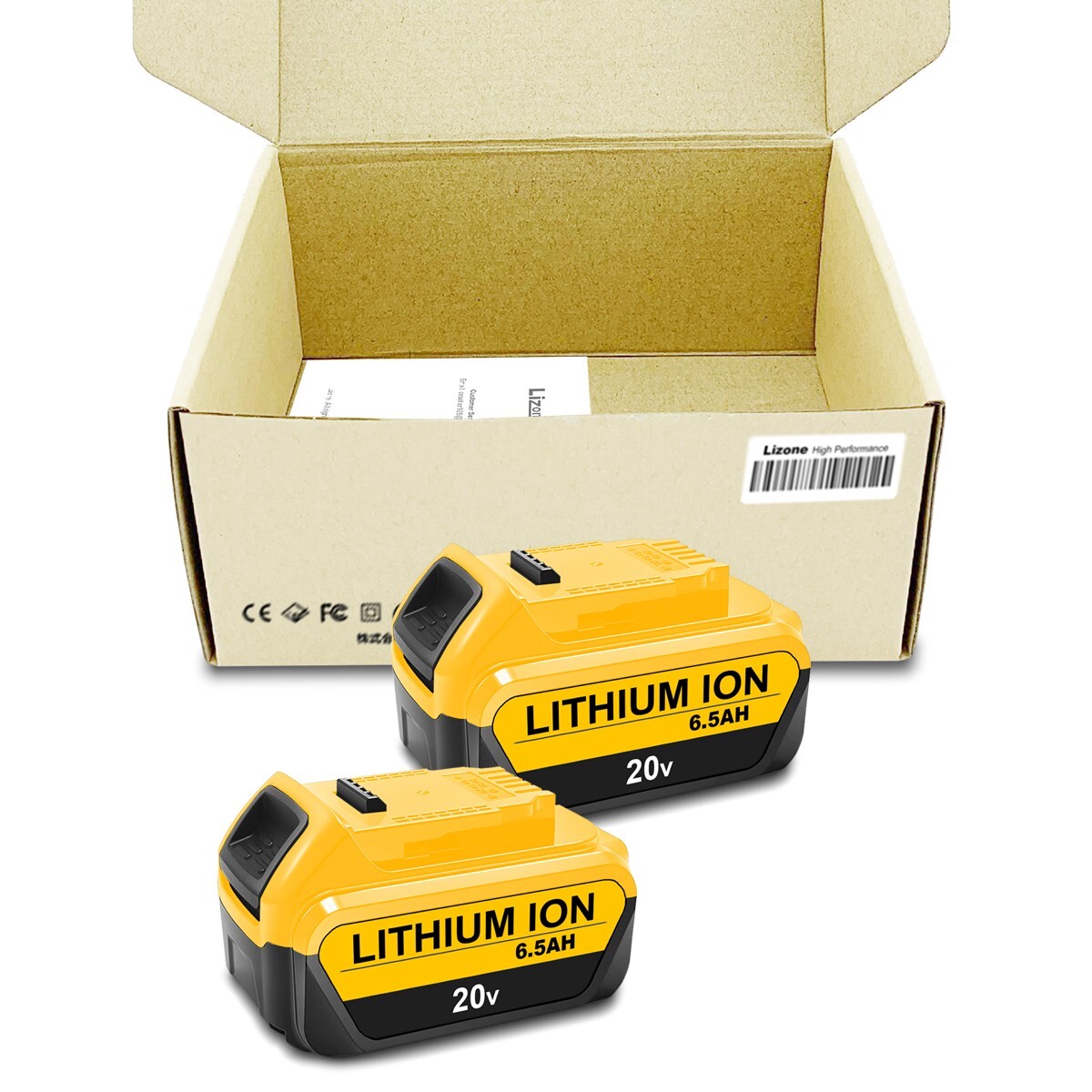 2 PACK NEW 20V 6.5Ah Battery for Dewalt 20V 6.0Ah Lithium Ion Battery DCB206