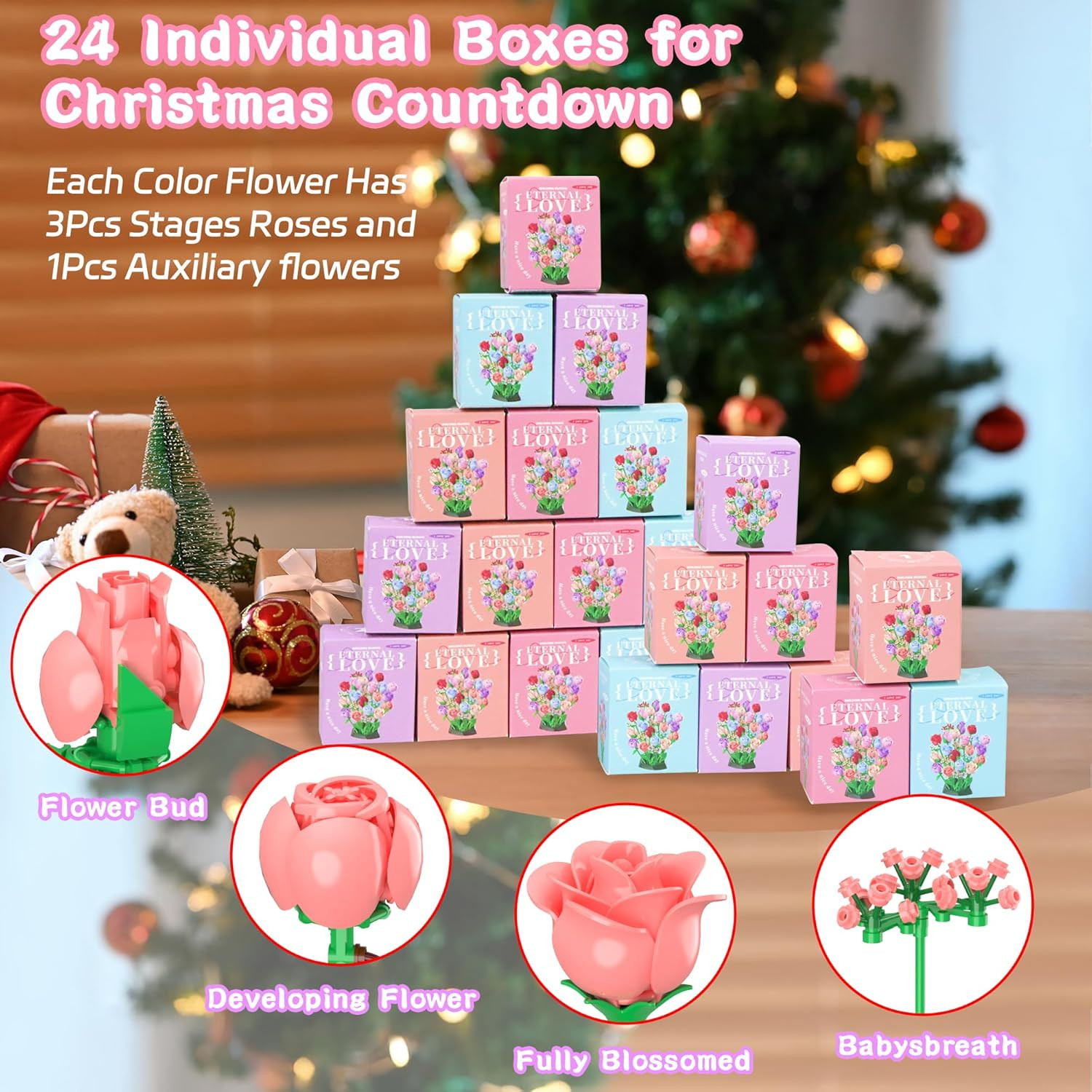 Flower Bouquet Advent Calendar 2026 for Adults Teens Kids, 24 Days Flower Bouque