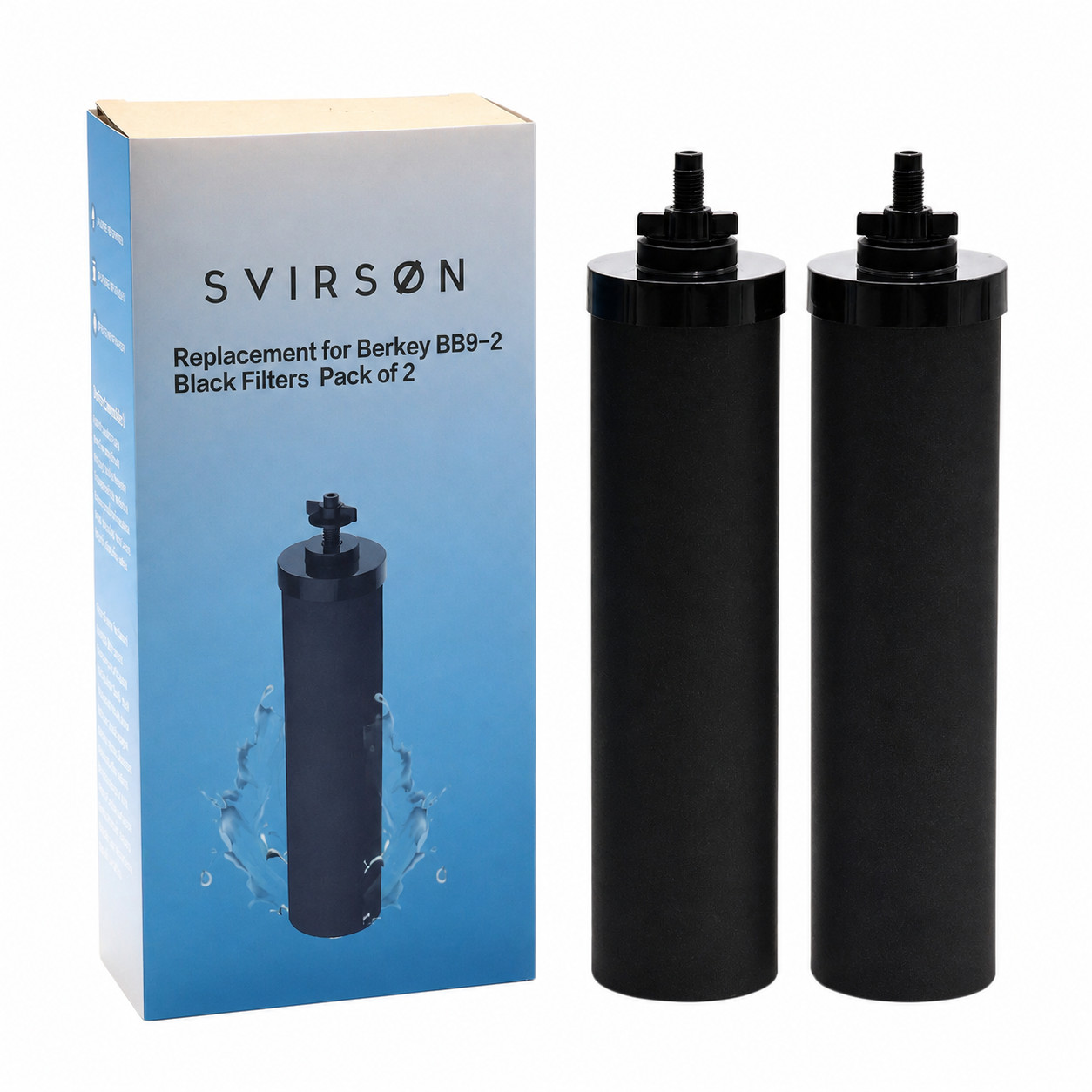 2 Pack BB9-2 Black Water Filter Replacement for Berkey Gravity System