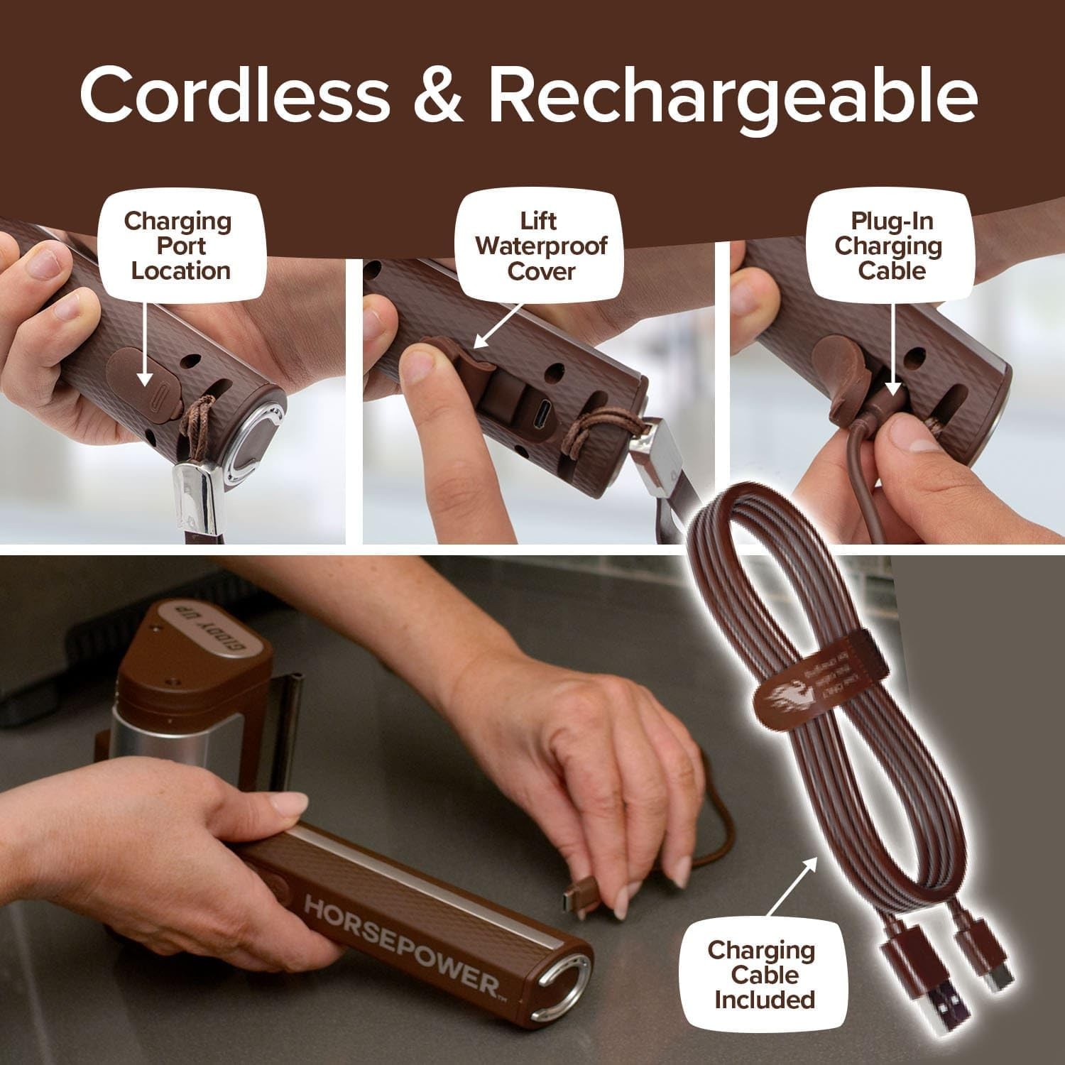 HorsePower Cordless Rechargeable BBQ Grill Cleaner 350 RPM Stainless Roller