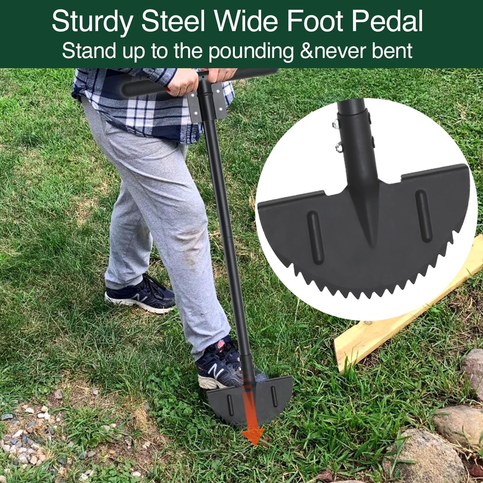 Lawn Edger Tool Manual Grass Edger Long Handle 36 Inch Steel Hand Sawtooth Borde