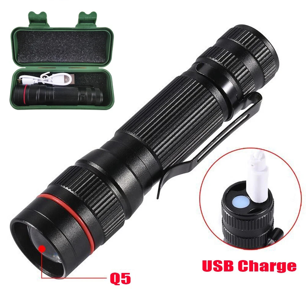 35000000 lumens Small LED Mini Flashlight Pocket Super Bright Torch Rechargeable