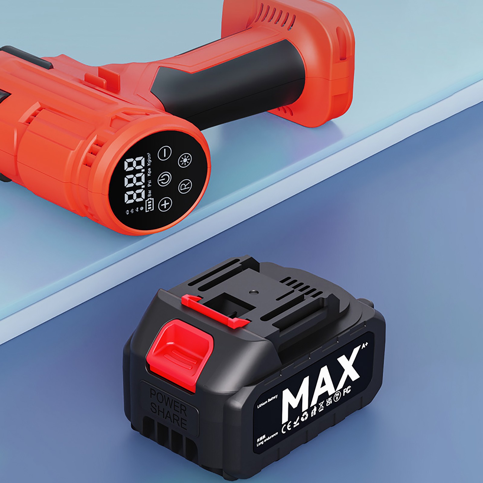 21V 150PSI Cordless Rechargeable Battery Air Compressor Pump Car Tire Inflator
