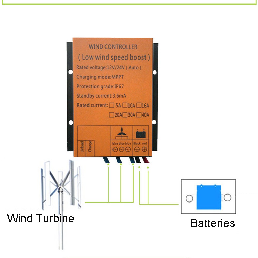 800W-1000W-3000W Wind Turbine Generator 12/24- 48V MPPT Charge Controller Regler