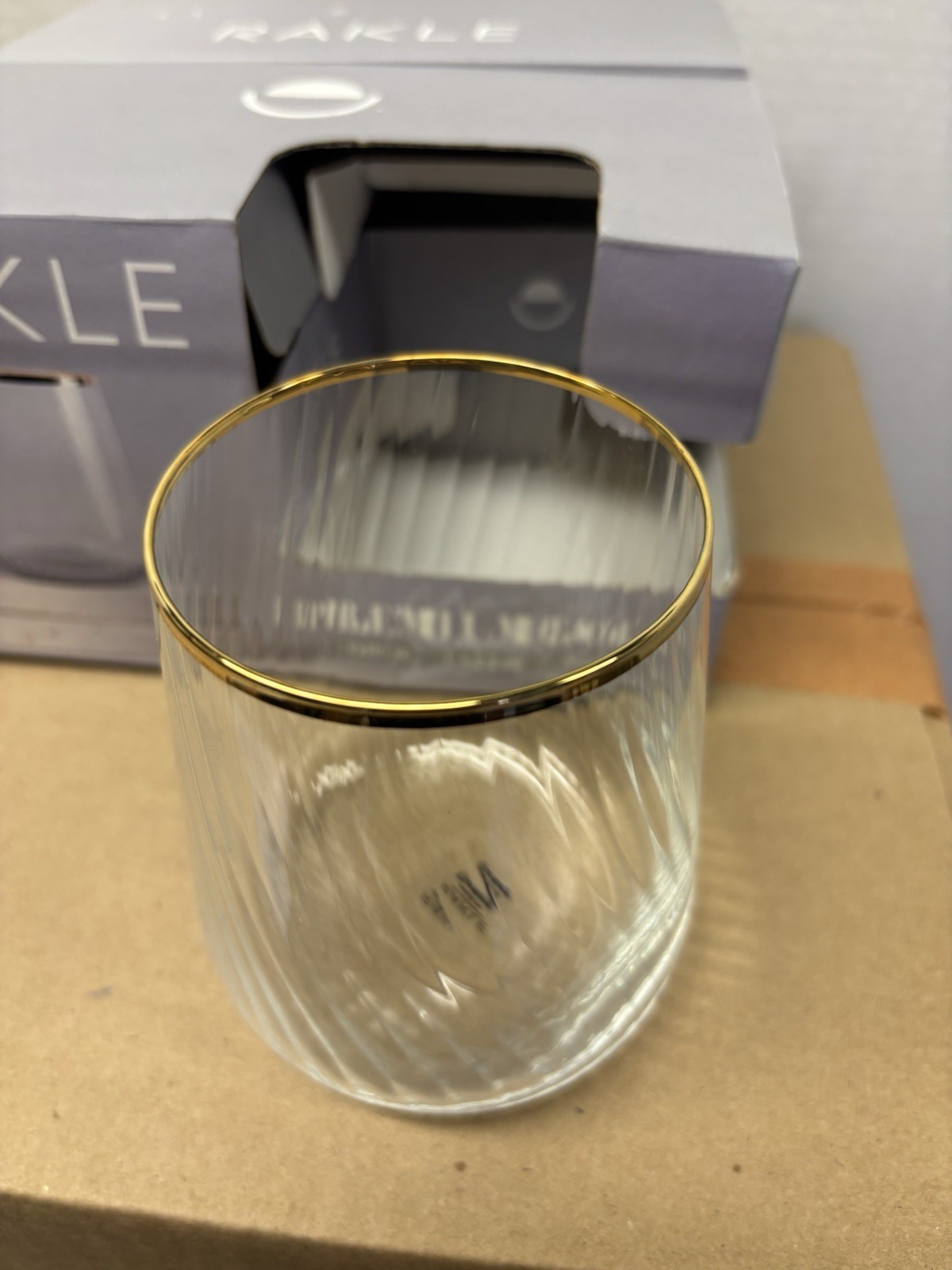 RAKLE Premium Gold 14.2 oz Tumbler Glasses (4) Made in Turkey NEW OPEN BOX