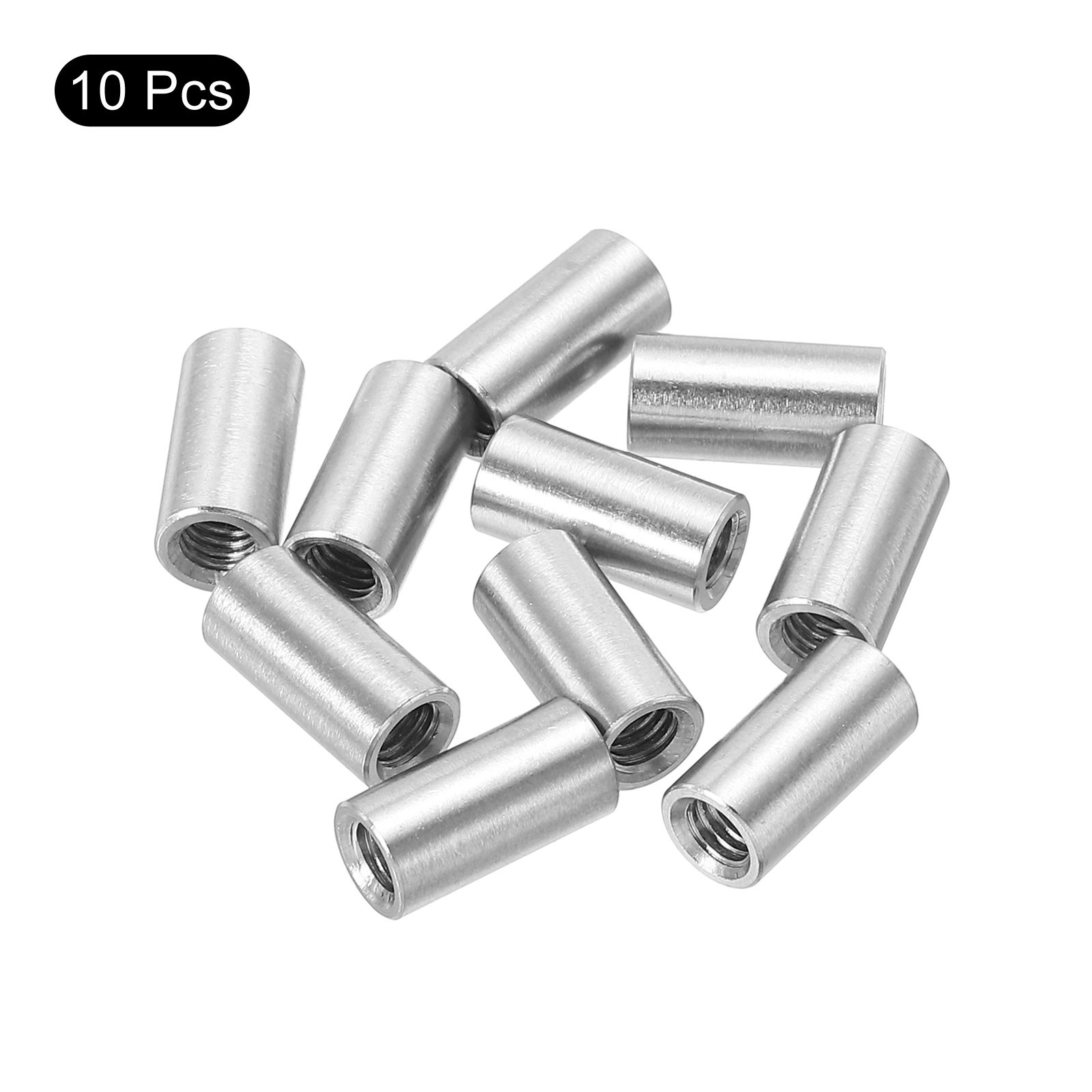 10Pcs Round Connector Nuts M4x12x6mm Coupling Nut Sleeve Rod Bar Stud Nut
