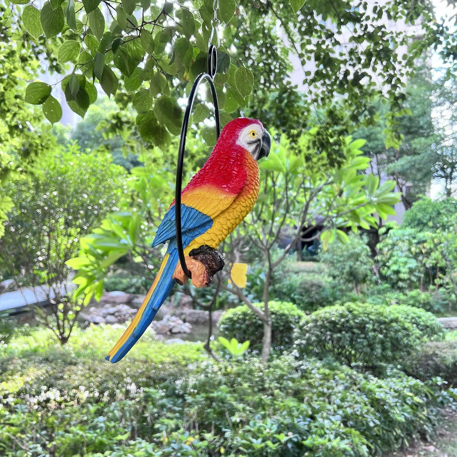 Lifelike Parrot Garden Statues Hanging Decor Ornaments Figurines Sculpture for P