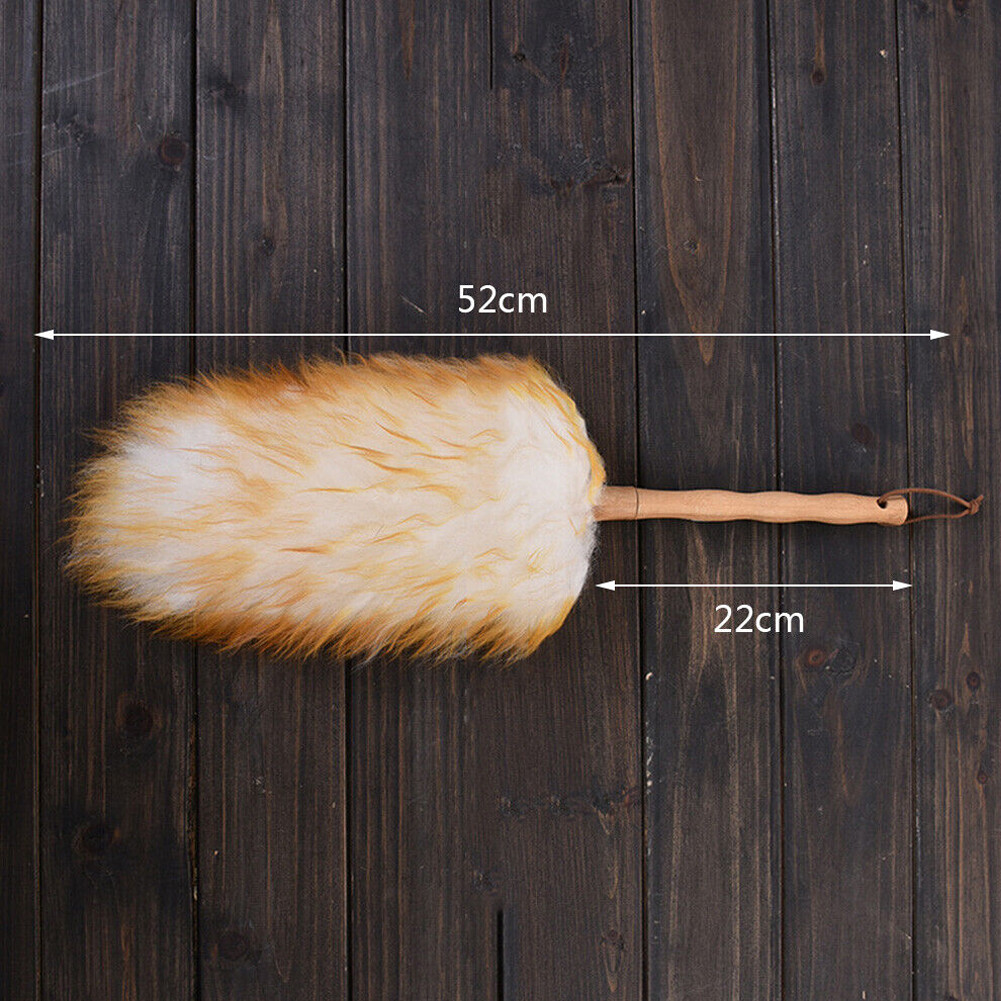 50CM Household Wool Lambswool Feather Brush Duster Dust Cleaning Wood Handle