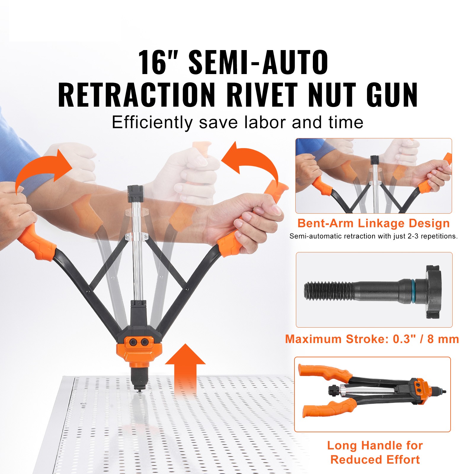 VEVOR Rivet Nut Tool 16in Rivnut Tool Kit 13PCS Mandrels and 186PCS Rivet Nuts