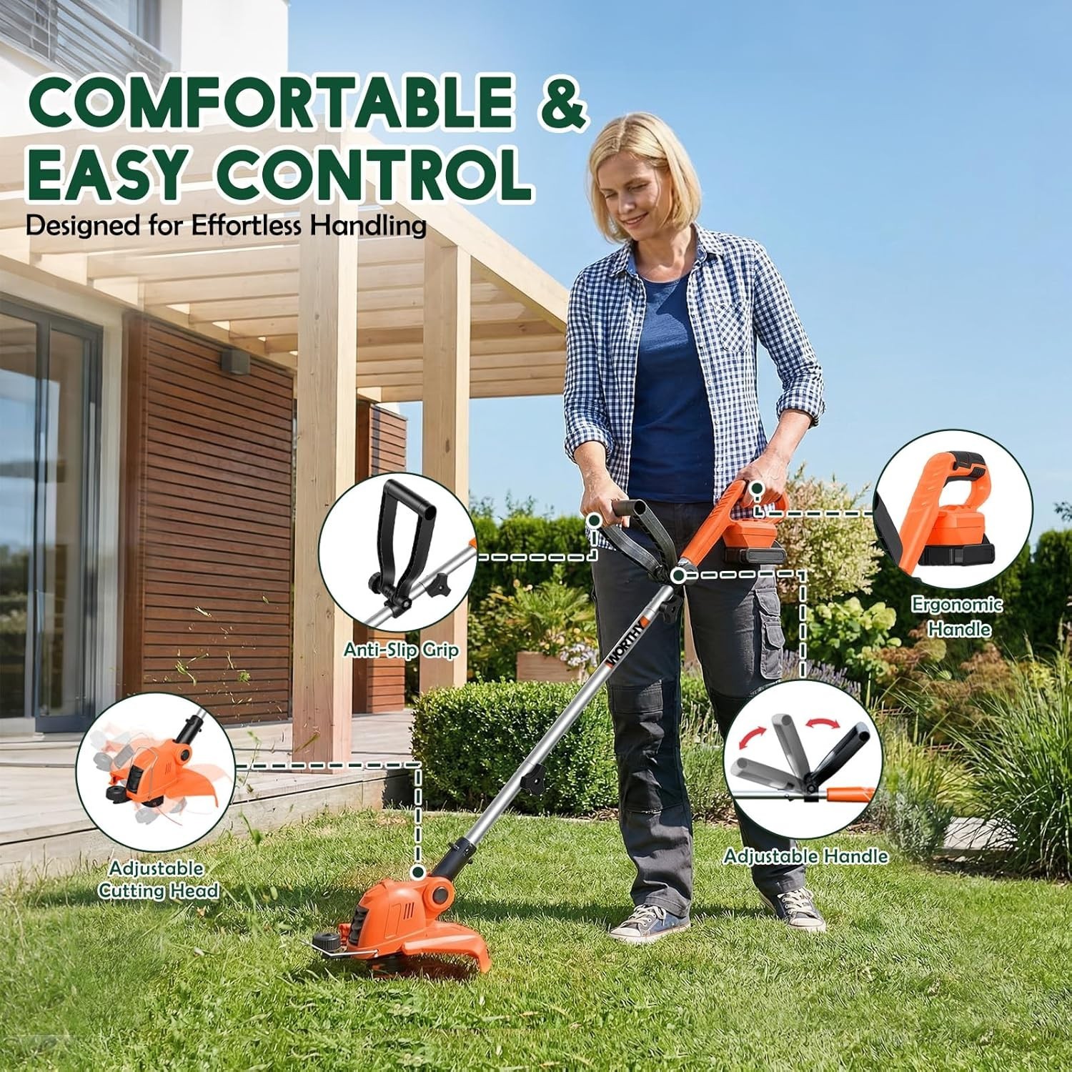 Weed Wacker Weed Eater 21V: Cordless Electric String Trimmer and Edger Lawn T…