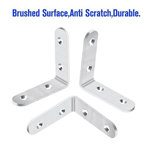 20-Pack Stainless Steel Corner Brace L Brackets with Screws for Wood Furniture