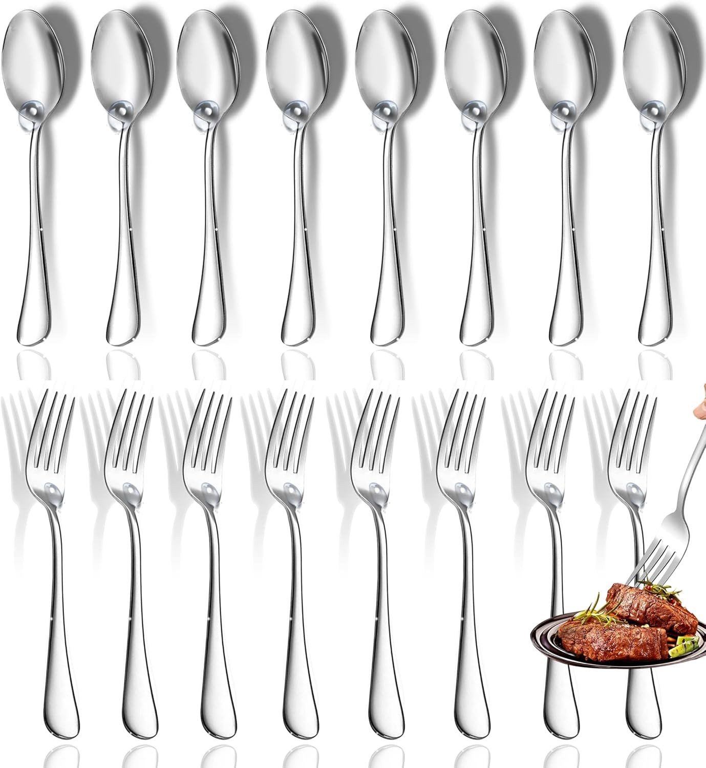 12 Pcs Spoons and Forks Set, Top Food Grade Stainless Steel Forks and Spoons