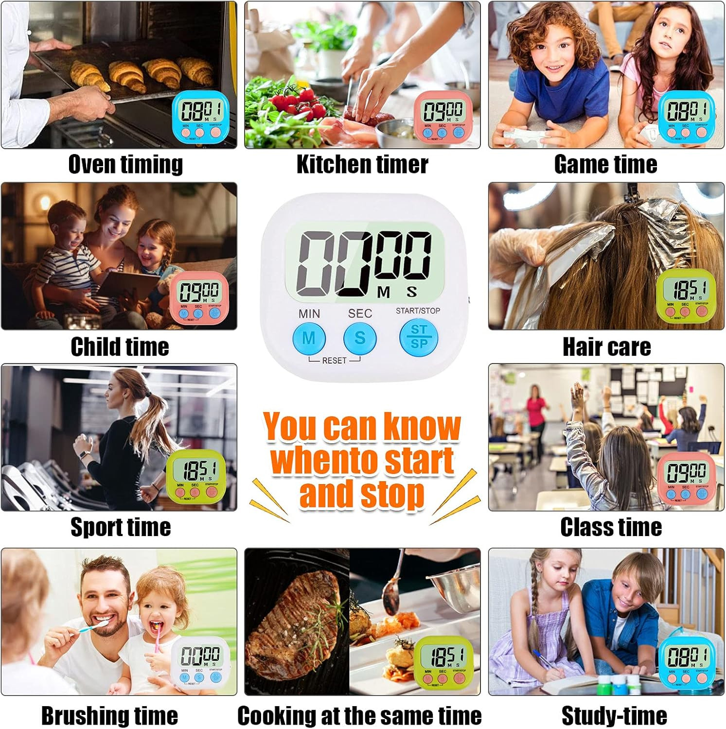 Large LCD Digital Kitchen Cooking Timer Count Down Up Clock Loud Alarm Magnetic