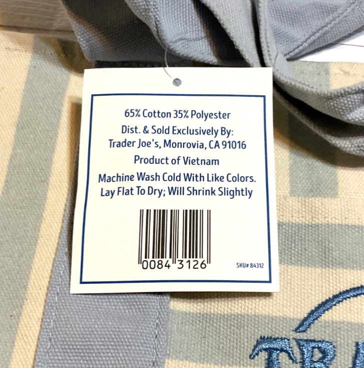 Trader Joe’s Mini Canvas Tote Bag Striped Blue Brand New-Reusable