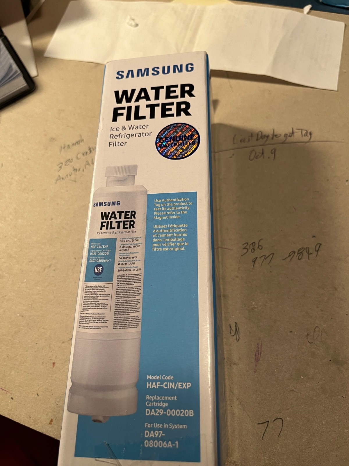 SAMSUNG Genuine Filter for Refrigerator Water and Ice,(New)