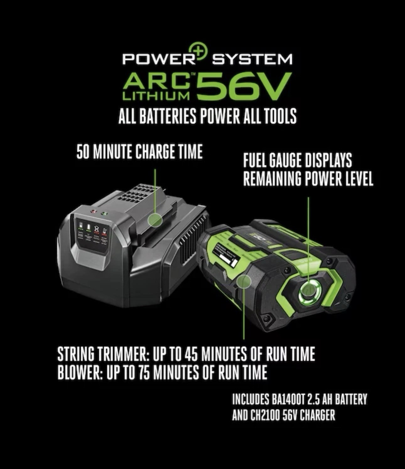 EGO POWER+ 56V String Trimmer & Leaf Blower Combo Kit 2.5 Ah Battery + Charger