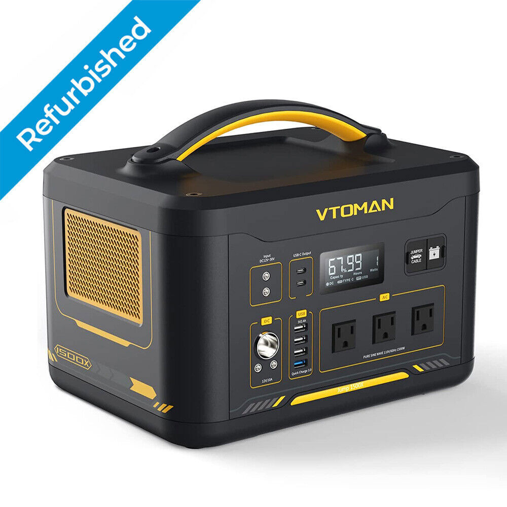 VTOMAN Jump 1500X Portable Power Station 1500W 828Wh Solar Battery Generator US