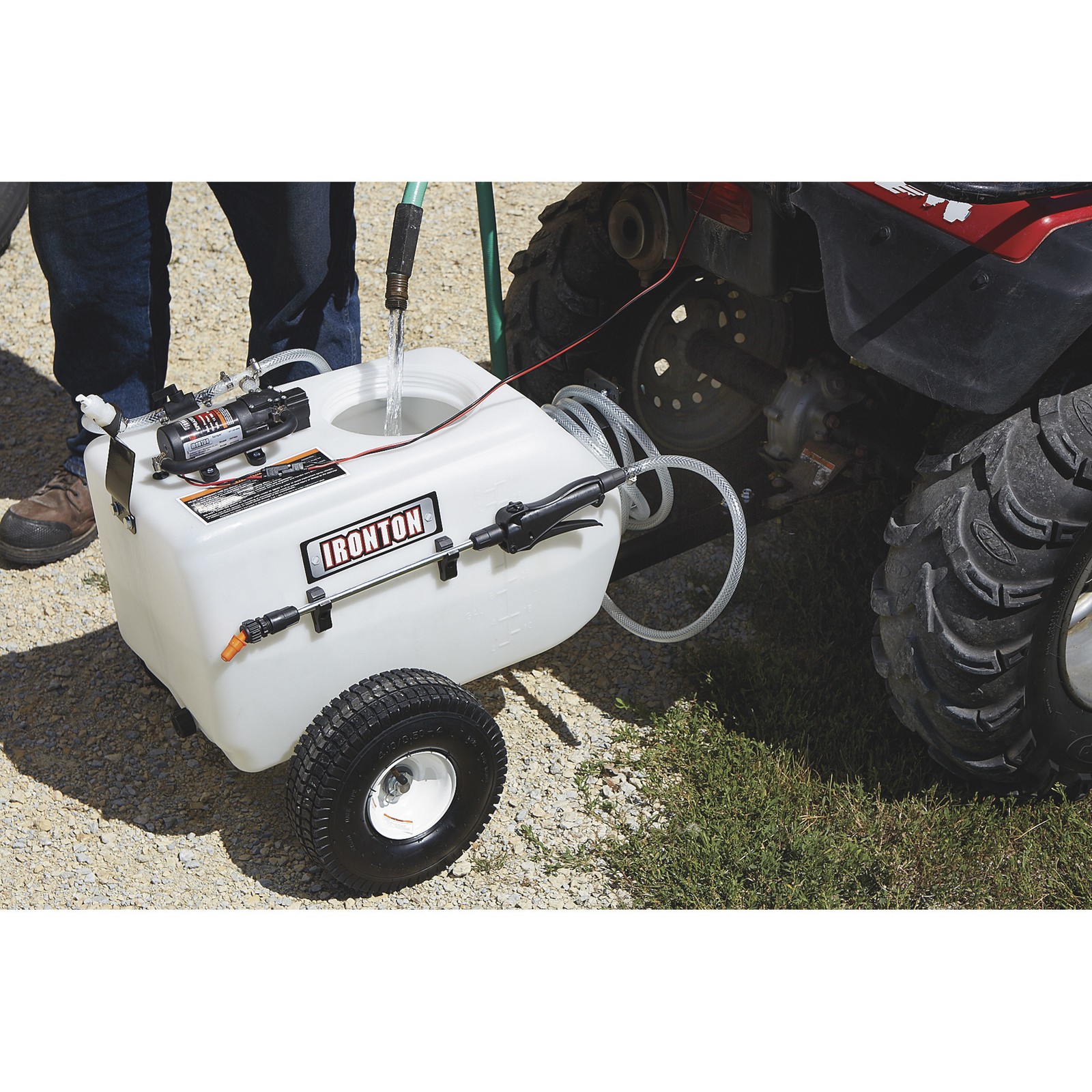 Ironton Tow-Behind Trailer Broadcast and Spot Sprayer, 13 Gallons, 1 GPM, 12