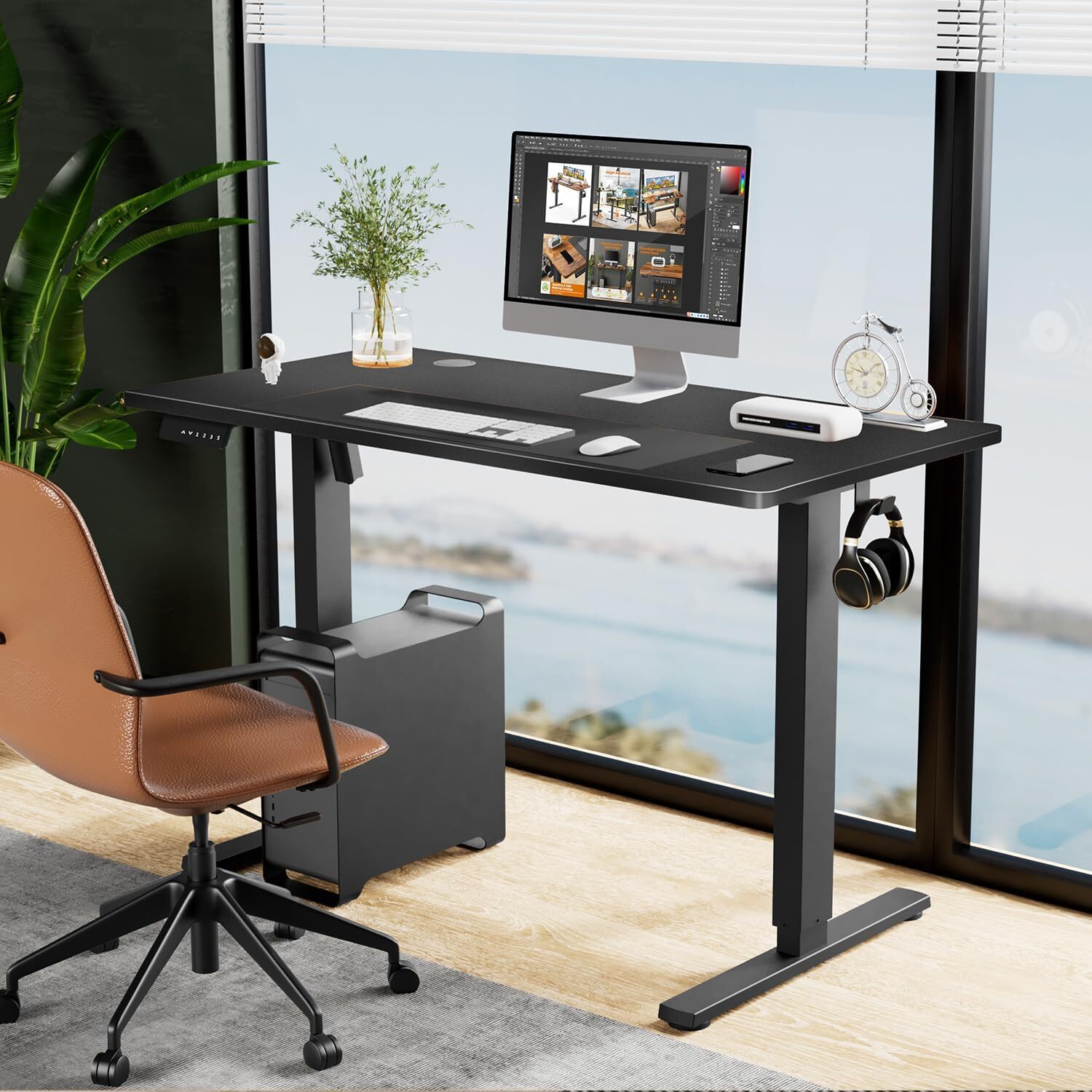 40-63 Inch Electric Height Adjustable Desk Home Office Standing Computer Table