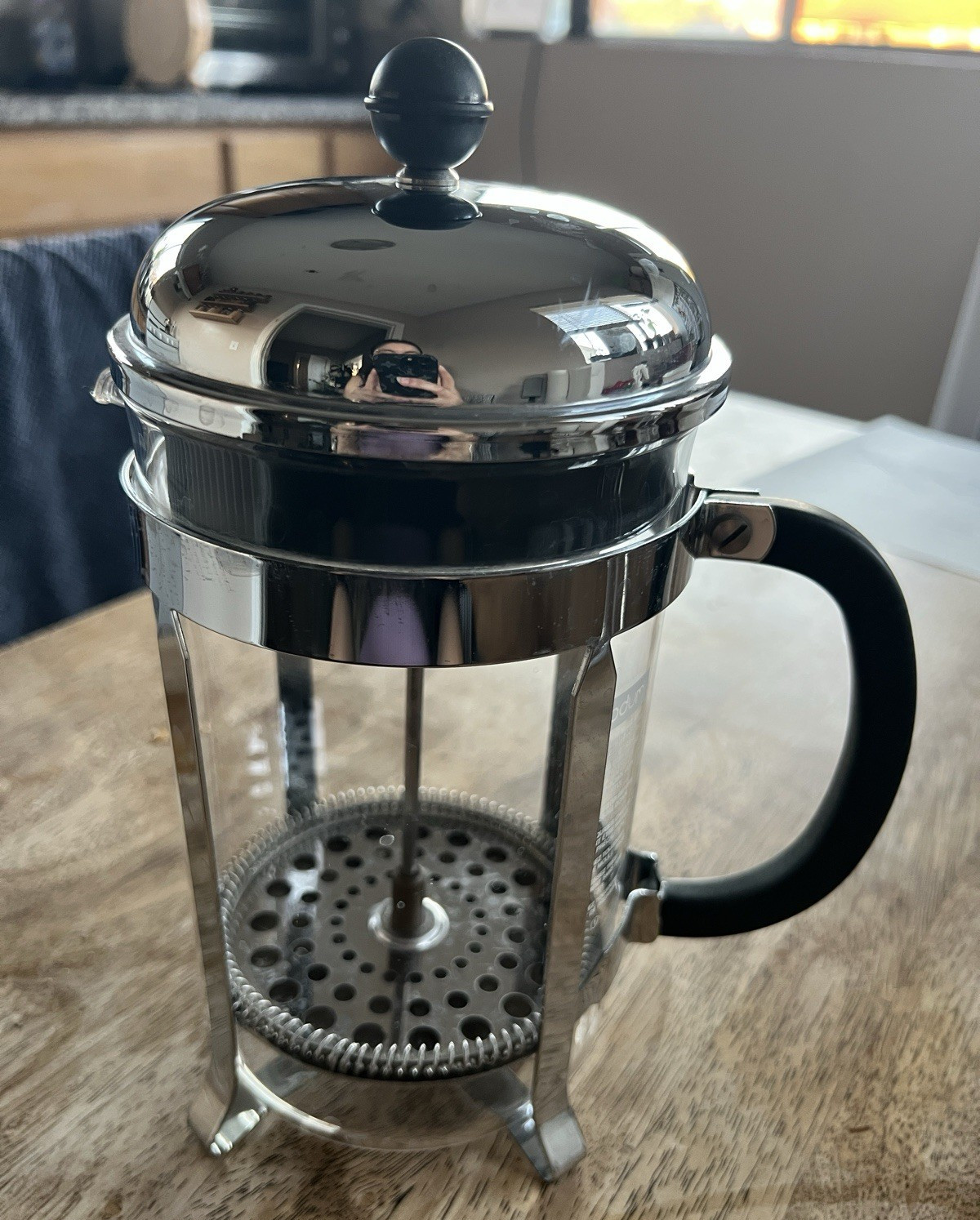 BODUM Glass & Stainless Steel French Press Coffee Maker 1 qt 8 Cup Silver/Black