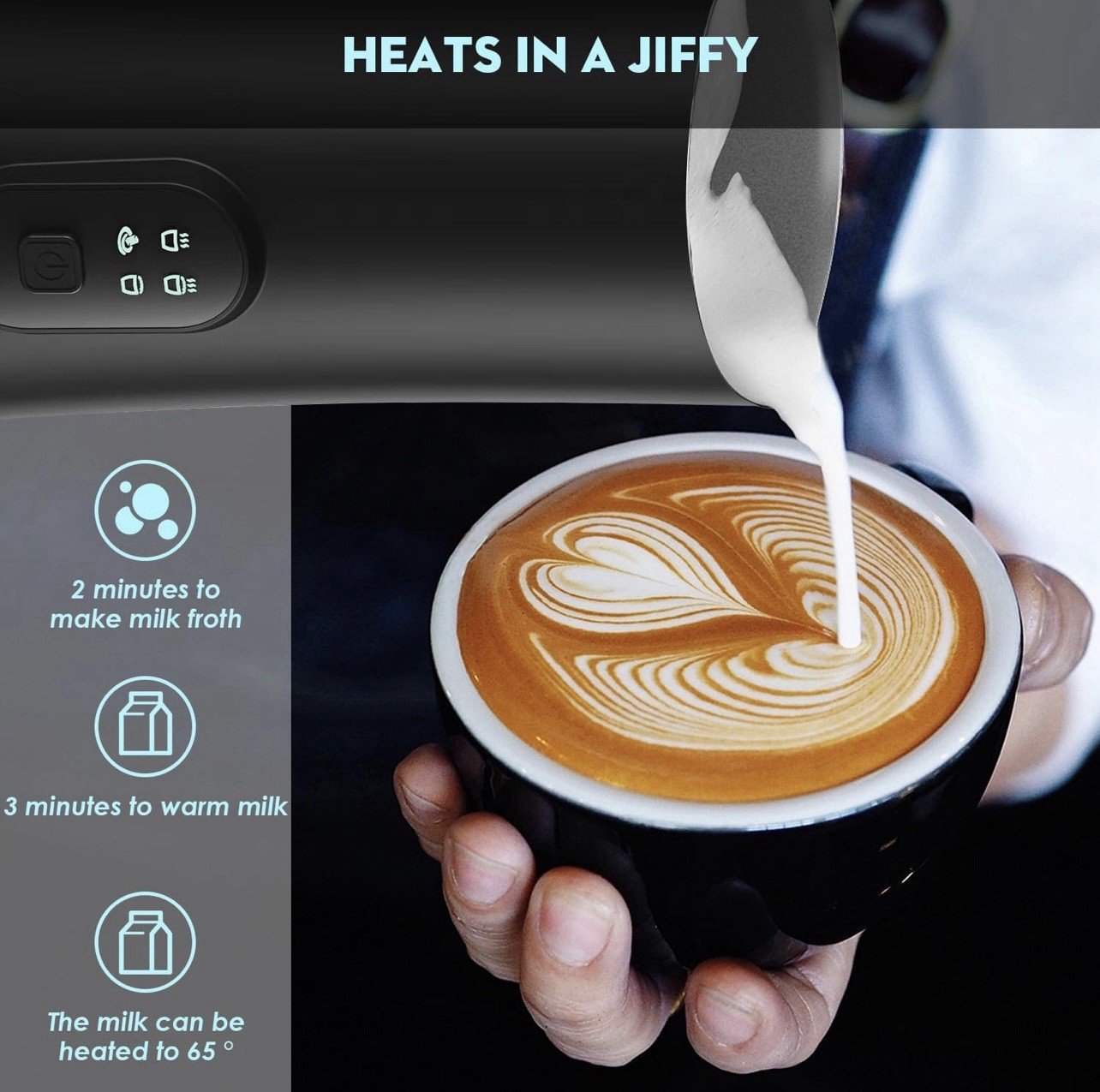 Electric Milk Frother Steamer 350ml Auto Warm And Cold Foam Maker For Coffee