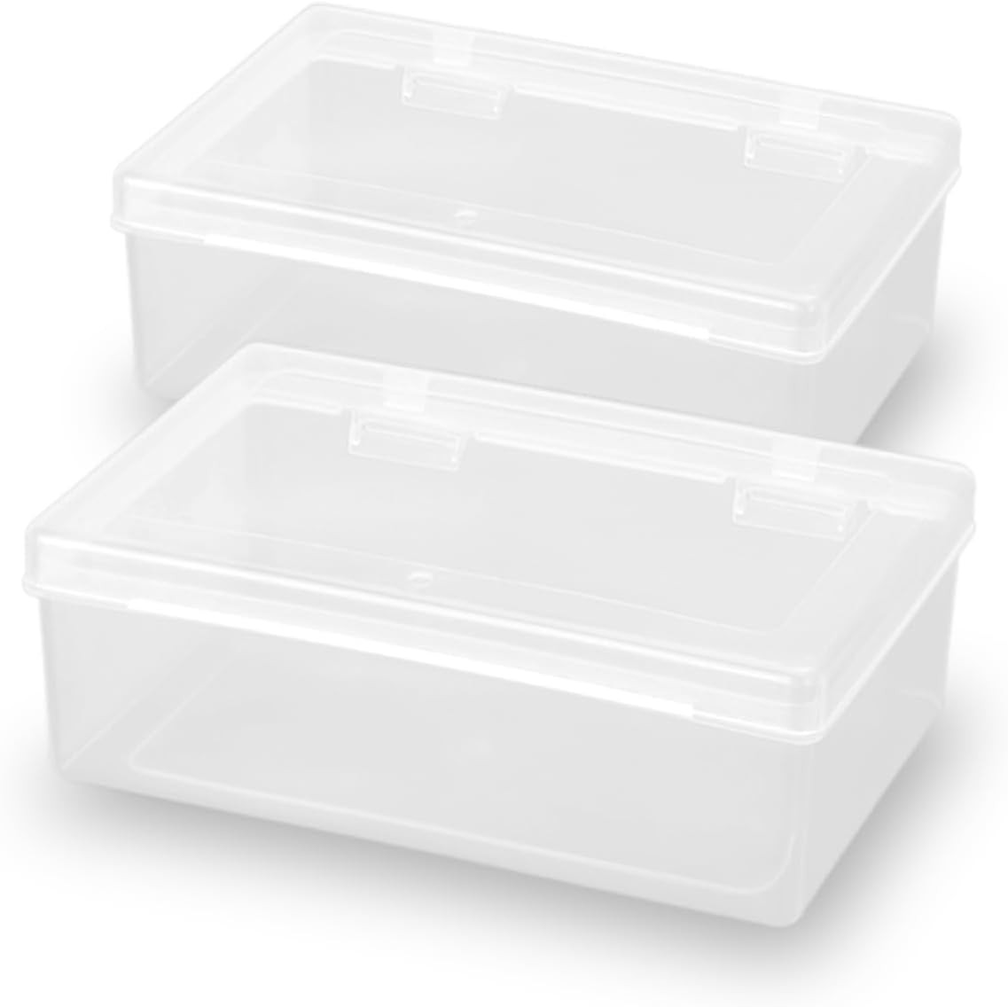 2 Pack Rectangle Small Storage Containers Box 6.5 X 4.17 X 2.28 Inch, Clear Plas