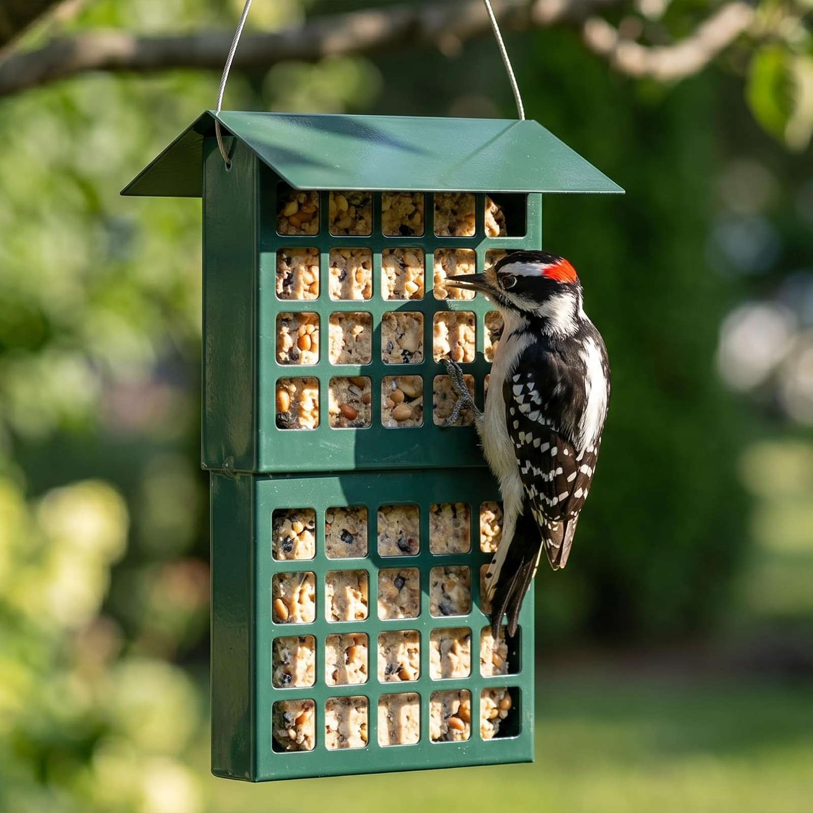 Wild Bird Feeder Suet Metal Hanging Double Capacity All Weather galvanized steel