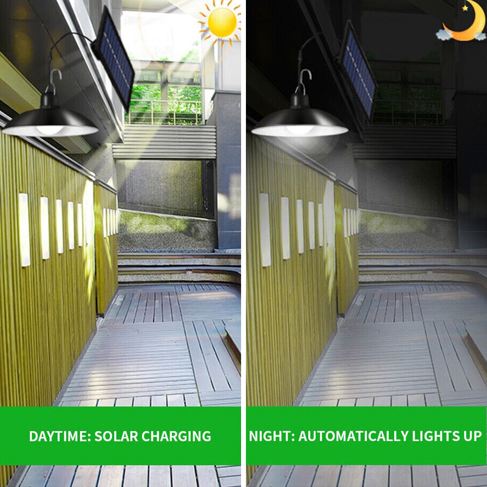 30 LED Solar Pendant Hanging Light Dimmable Outdoor Indoor Garden Yard Shed Lamp