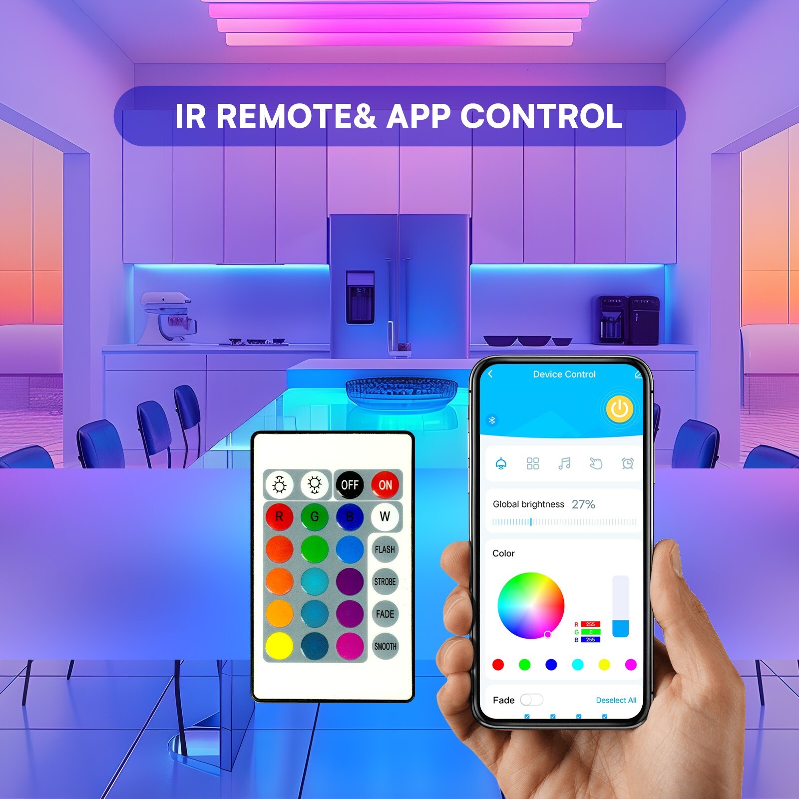 LED Strip Lights, Smart Light with App Remote Control, RGB LED Lights for room