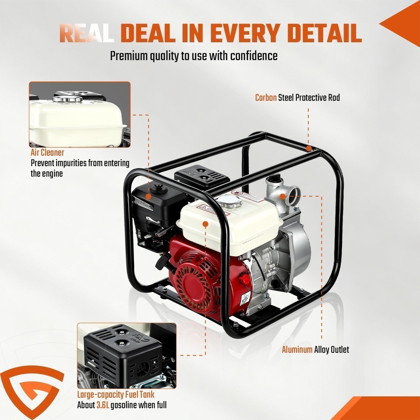 Gasoline Engine Water Pump Gas Powered Water Transfer Pump Kit – 2″ 7HP 4-Stroke