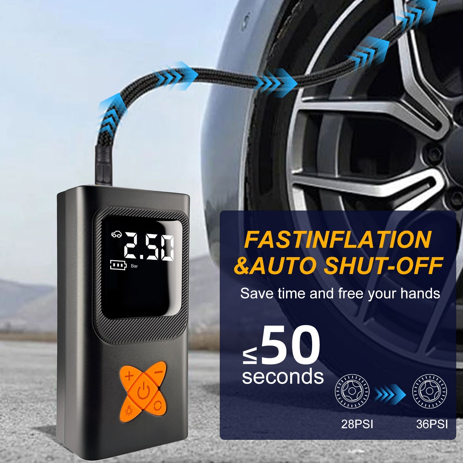 Tire Inflator Car Air Pump Compressor Electric Portable Auto 12V Volt 150 PSI