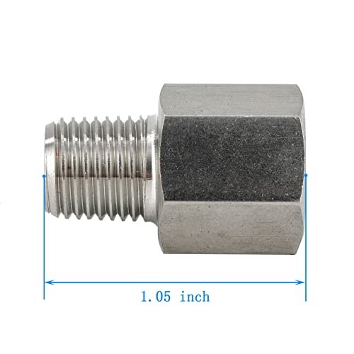 Yoebor 304 Stainless Steel Pipe 1/8″ NPT Male x 1/8″ G Female Thread 1 Pcs