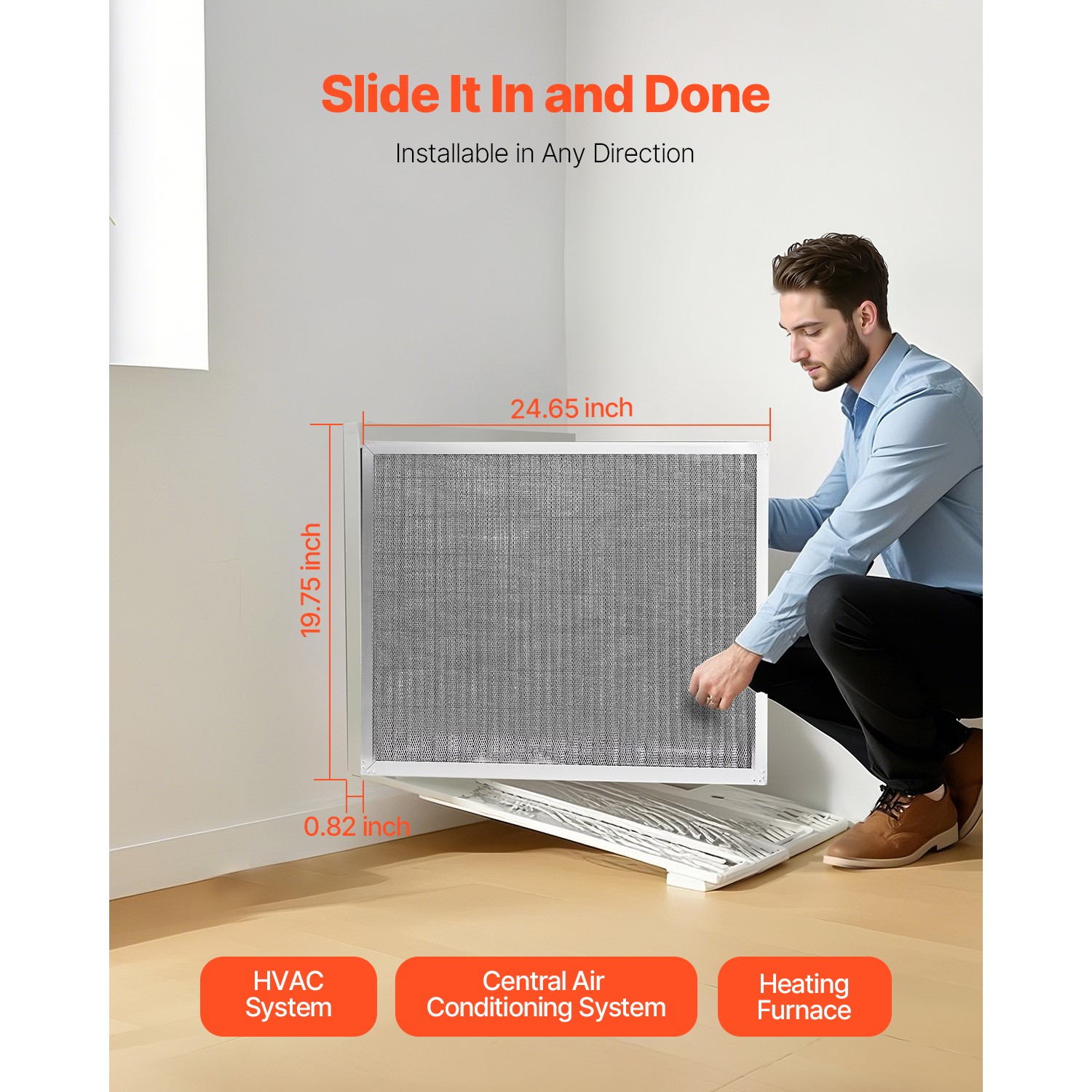 Permanent Washable Electrostatic Furnace AC Air Filter MERV 8 20×25″