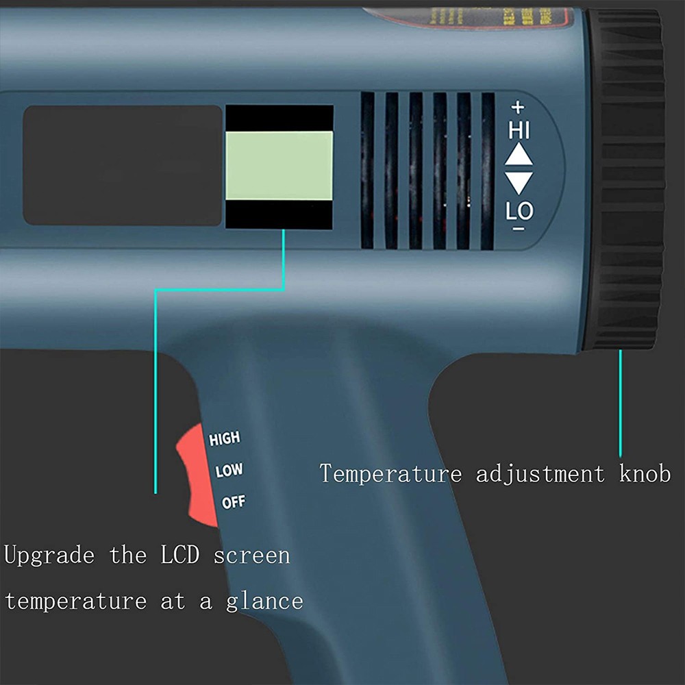 Electric Heat Gun Hot Air Gun Kit Adjustable Temperature Fast Heating Power Tool