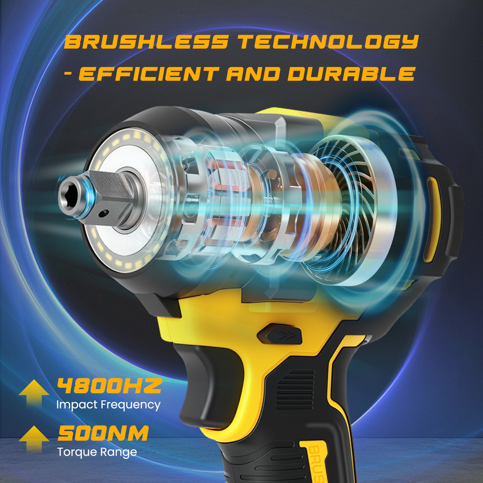 800Nm 1/2″ Cordless Impact Wrench for Dewalt 20V 18V Battery Brushless Electric
