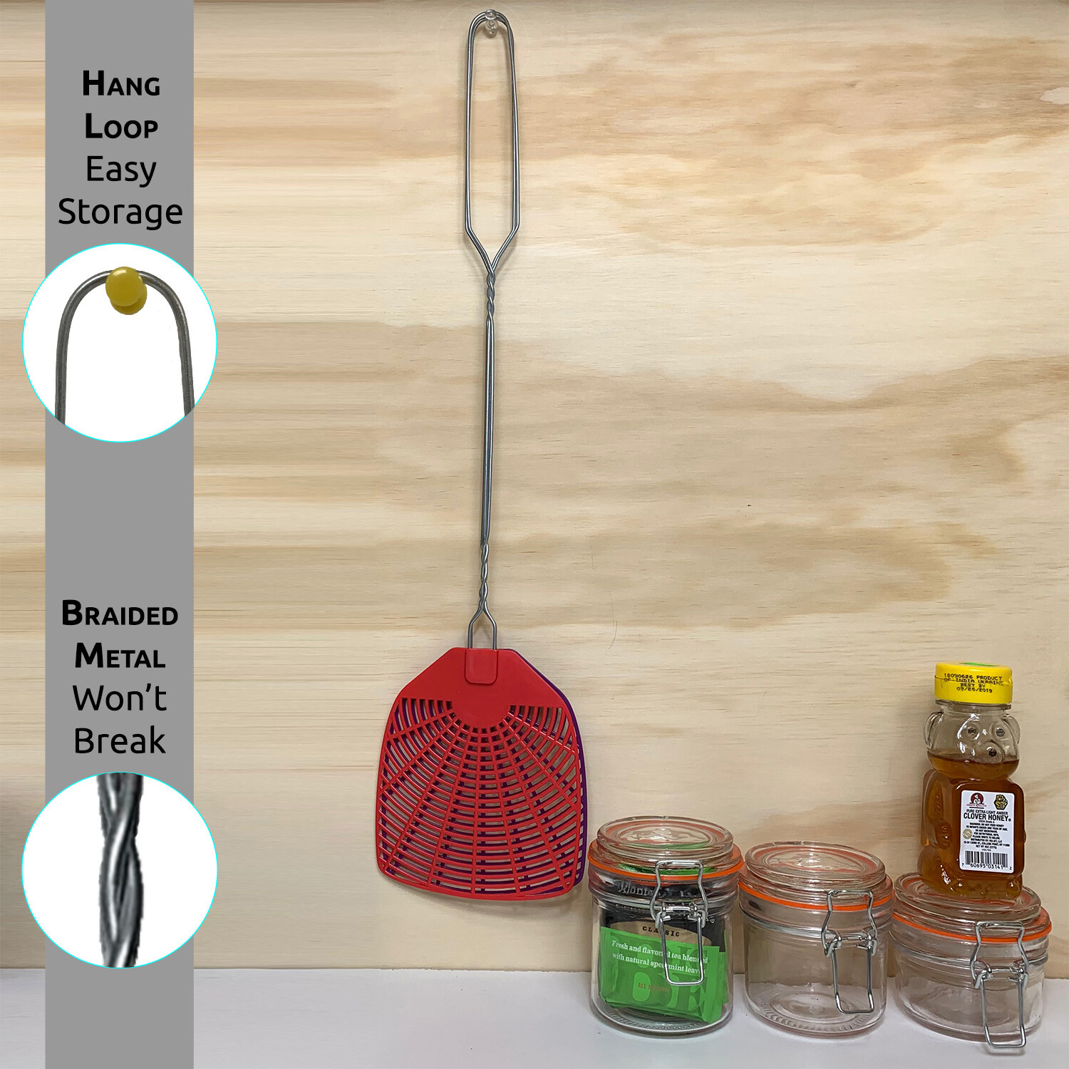 Bug & Fly Swatter – Extra Long Handle– Indoor / Outdoor– Pest Control flyswatter