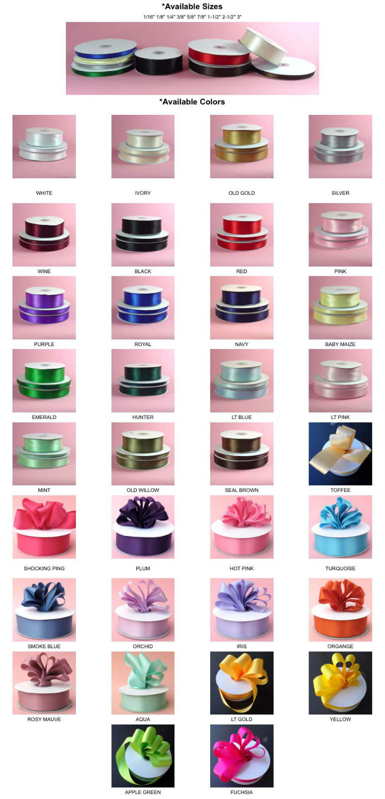 1/4″ inch DOUBLE FACED SATIN Ribbon, 100yards/Roll, 34 colors, 100% polyester