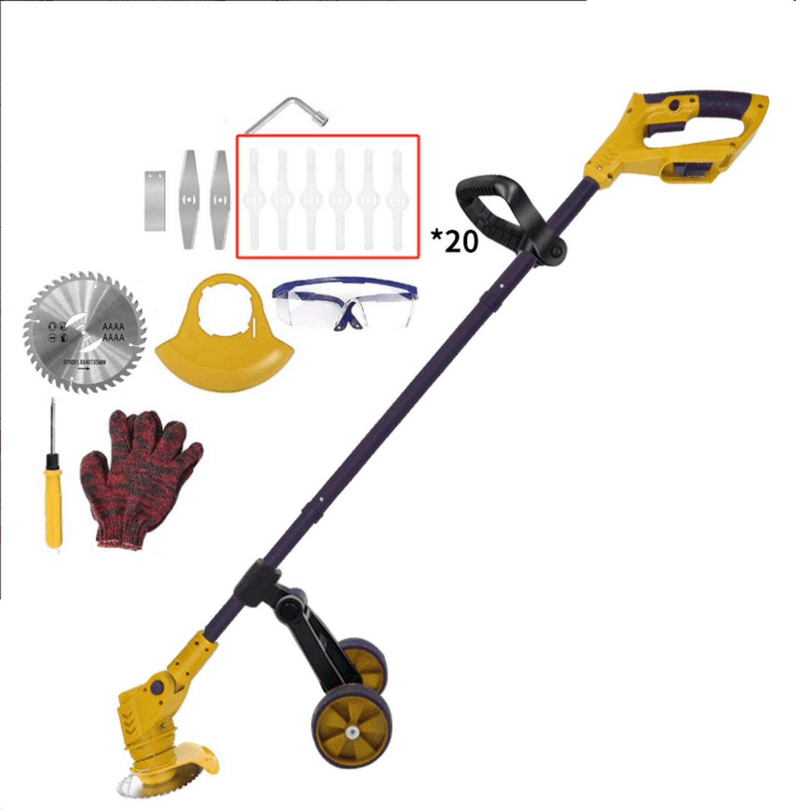 Lemolifys XB-ws-gcj01 Electric Weed Wacker Cordless String Trimmer with Wheels