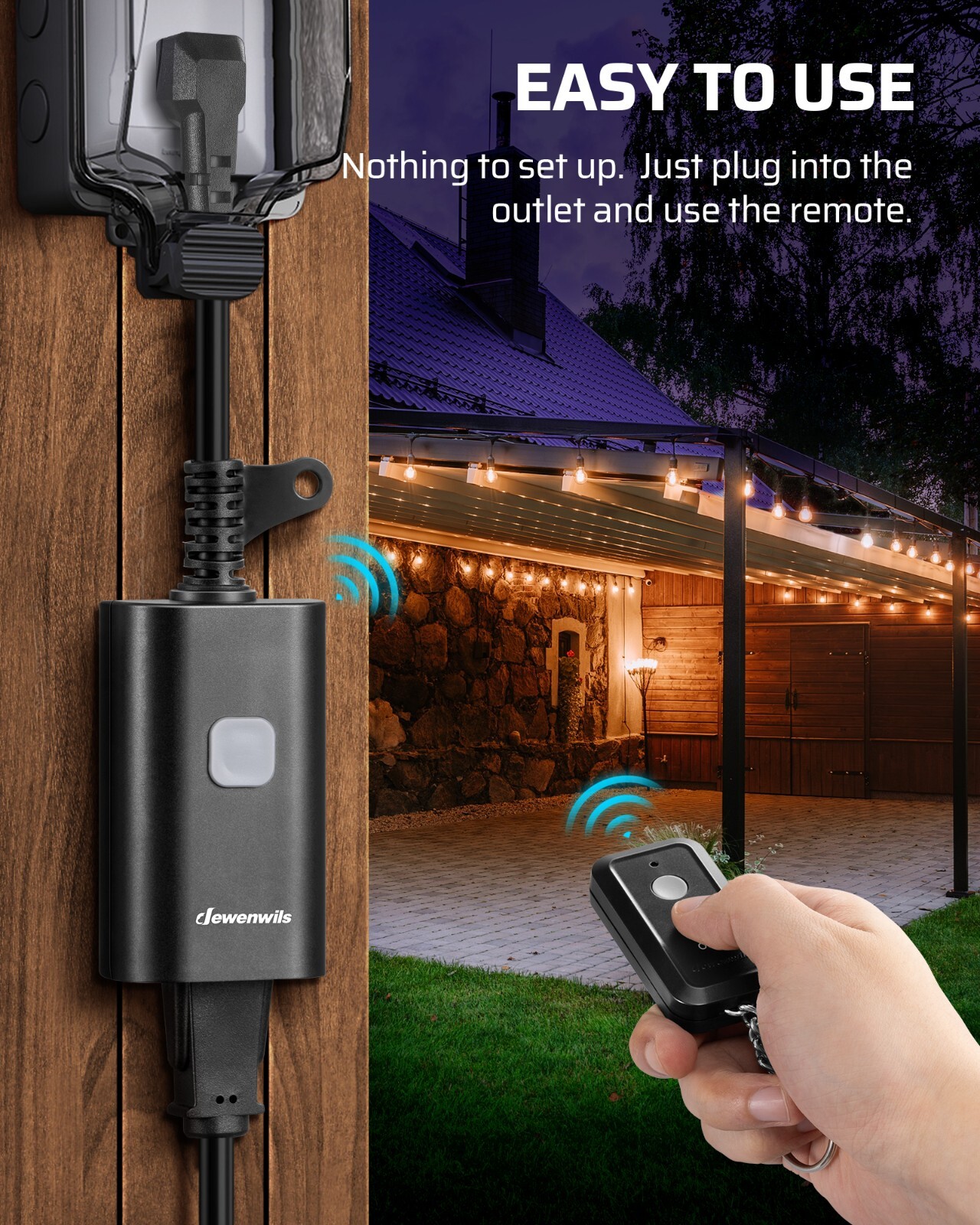 DEWENWILS Outdoor Remote Control Outlet, 15A Wireless Remote Control Switch,