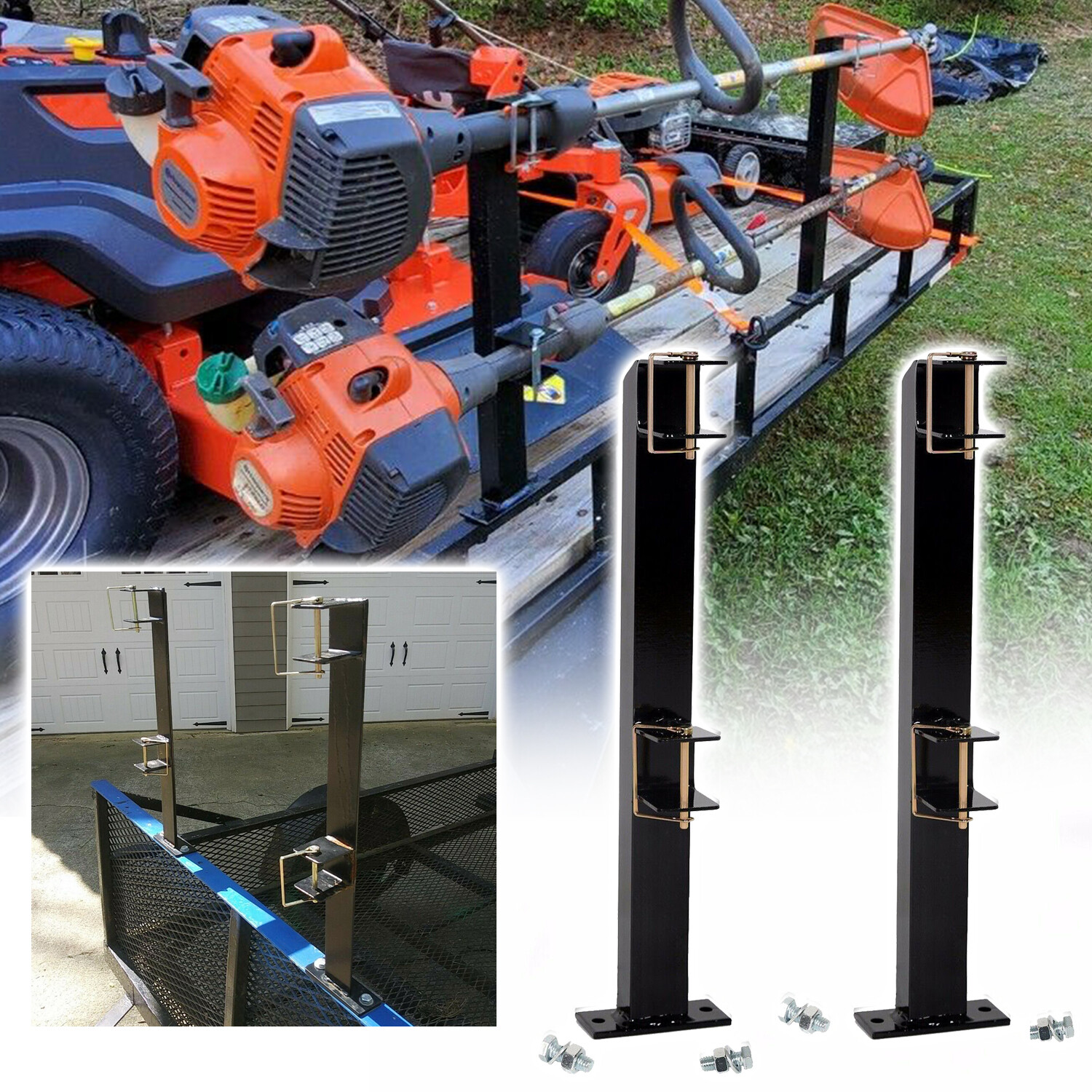 2 Place Weeder Trimmer Rack Holders Carrier For Open Landscape Truck Trailer