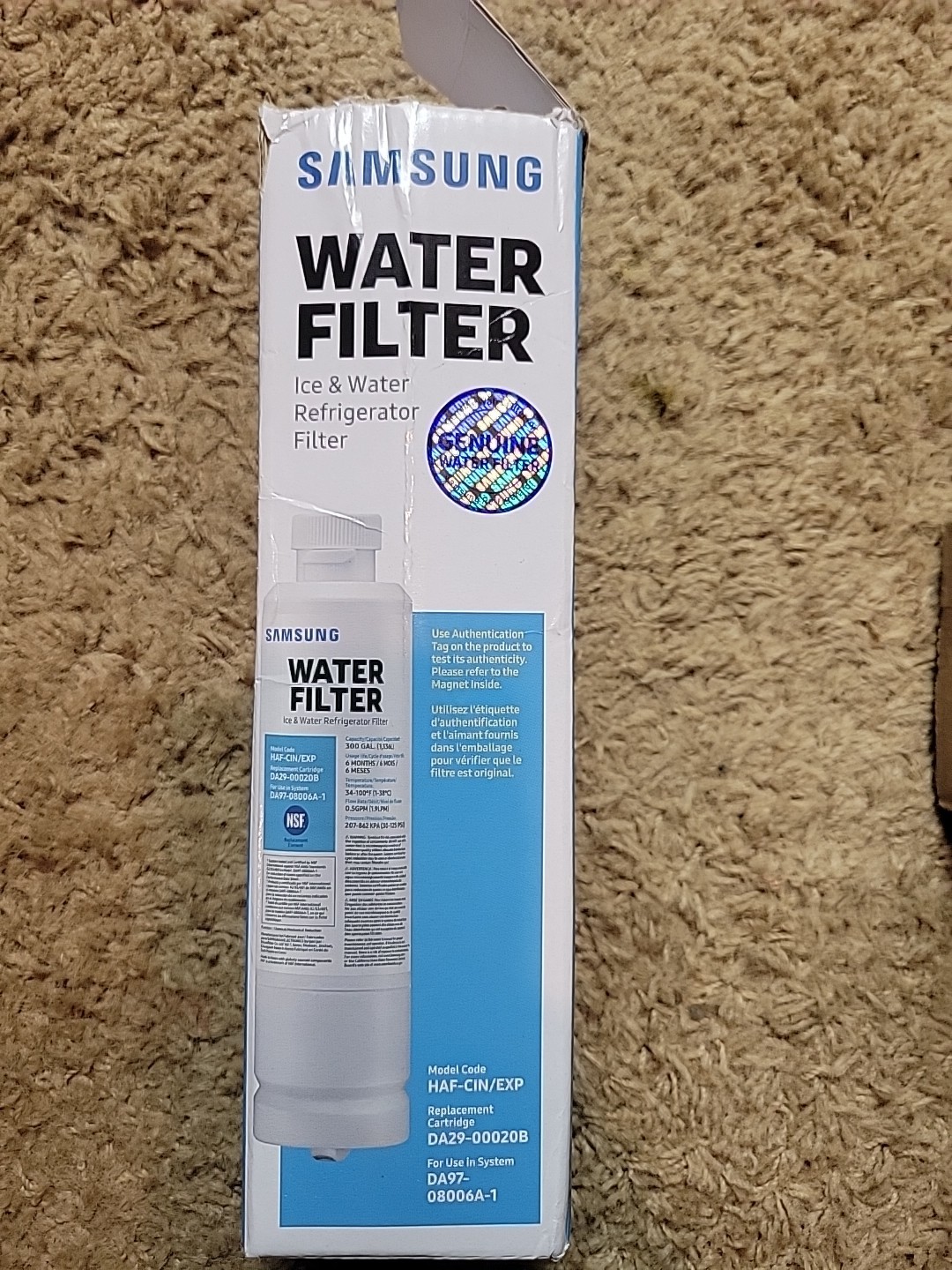 Samsung DA29-00020B HAF-CIN/EXP Refrigerator Ice Water Filter Da97-08006A-1