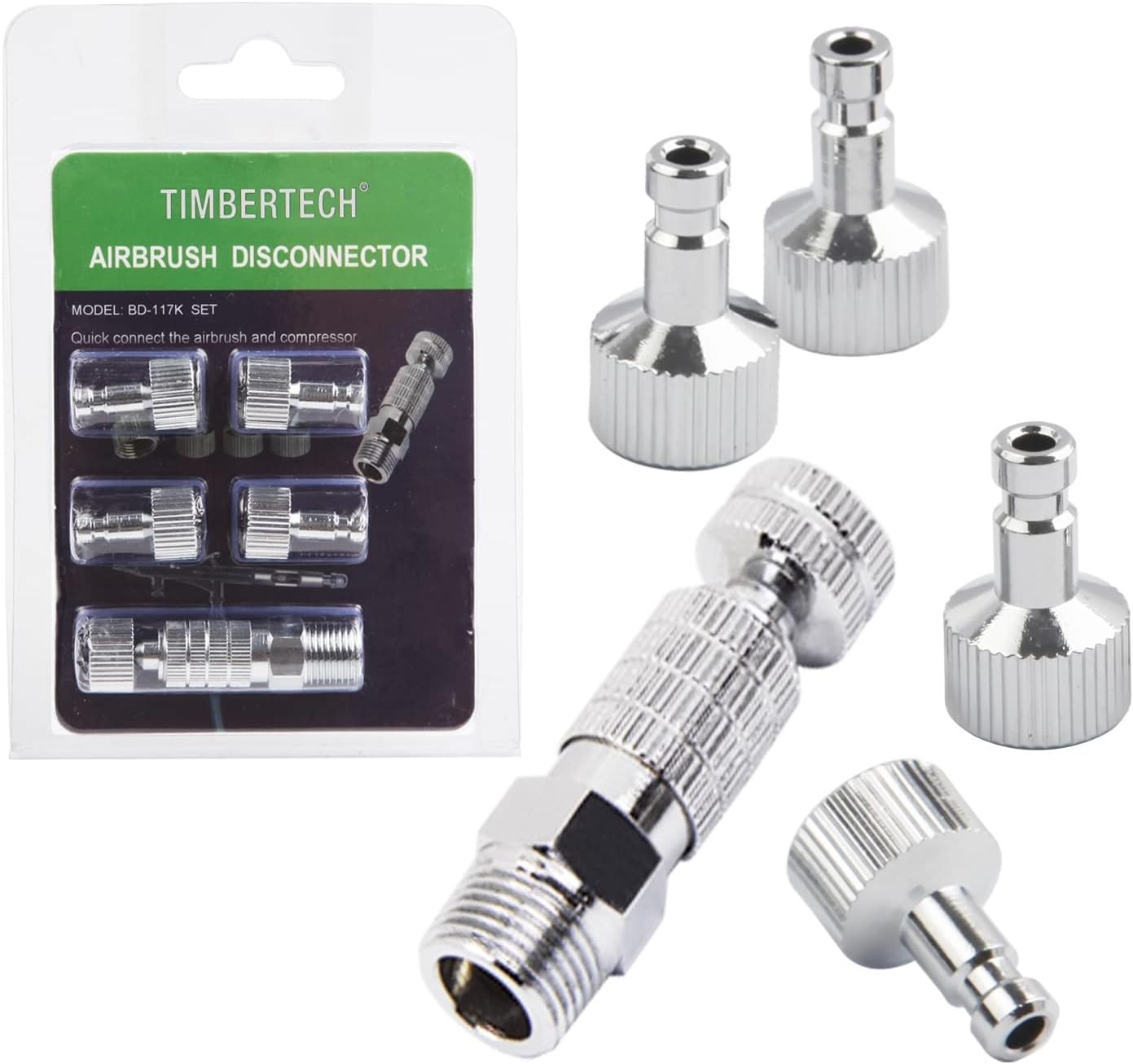 Airbrush Quick Release Disconnect with 4PCS G1/8″ Male Fittings and Female Ho…