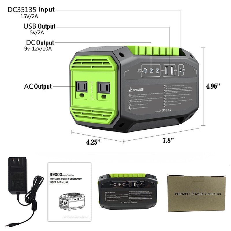 200W Portable Power Station 39000mAh / 3.7V / 145Wh (Solar Panel Optional)
