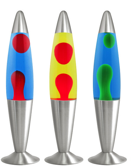 16-Inch Silver Base Lava Lamp with Yellow Wax in Purple Liquid