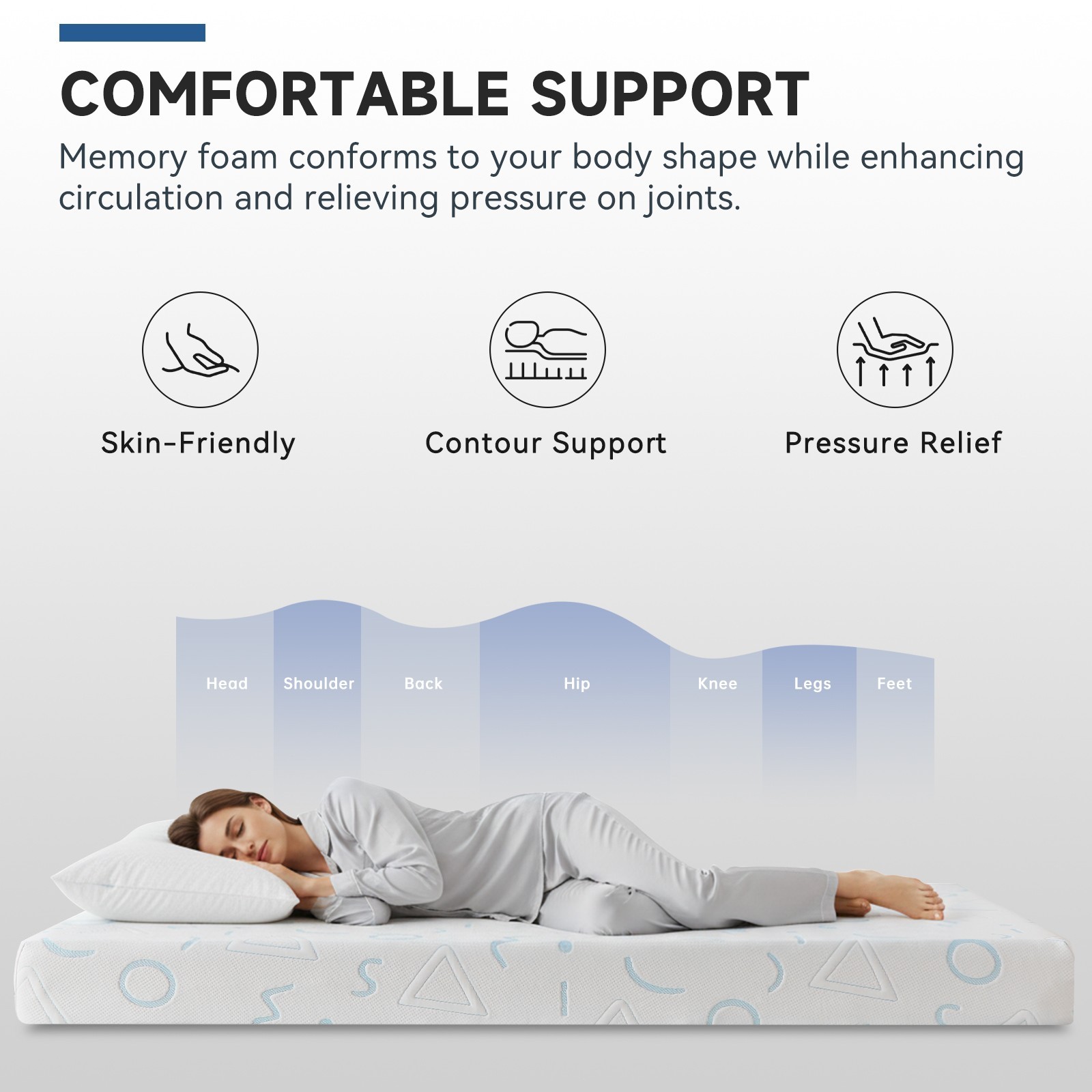 5″ 6″ Gel Memory Foam Mattress, CertiPUR-US Certified and Breathable, bed in Box