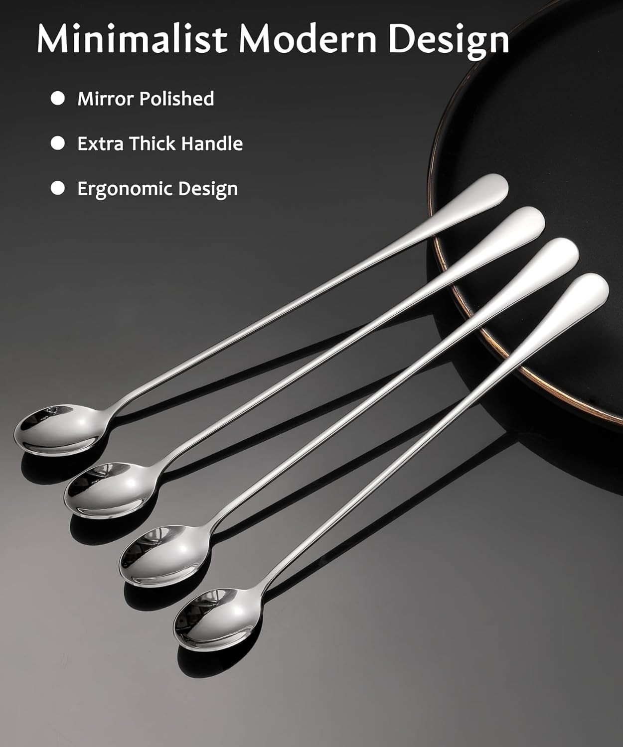9.5-Inch Long Handle Spoon, Ice Tea Spoons, Ice Cream Spoon, Long Coffee Spoons